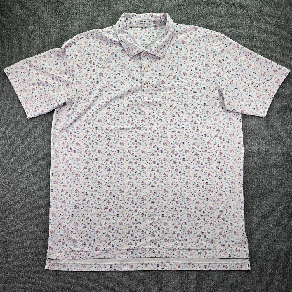 Peter Millar Summer Comfort Polo Shirt Mens XXL Speakeasy White Golf Stretch